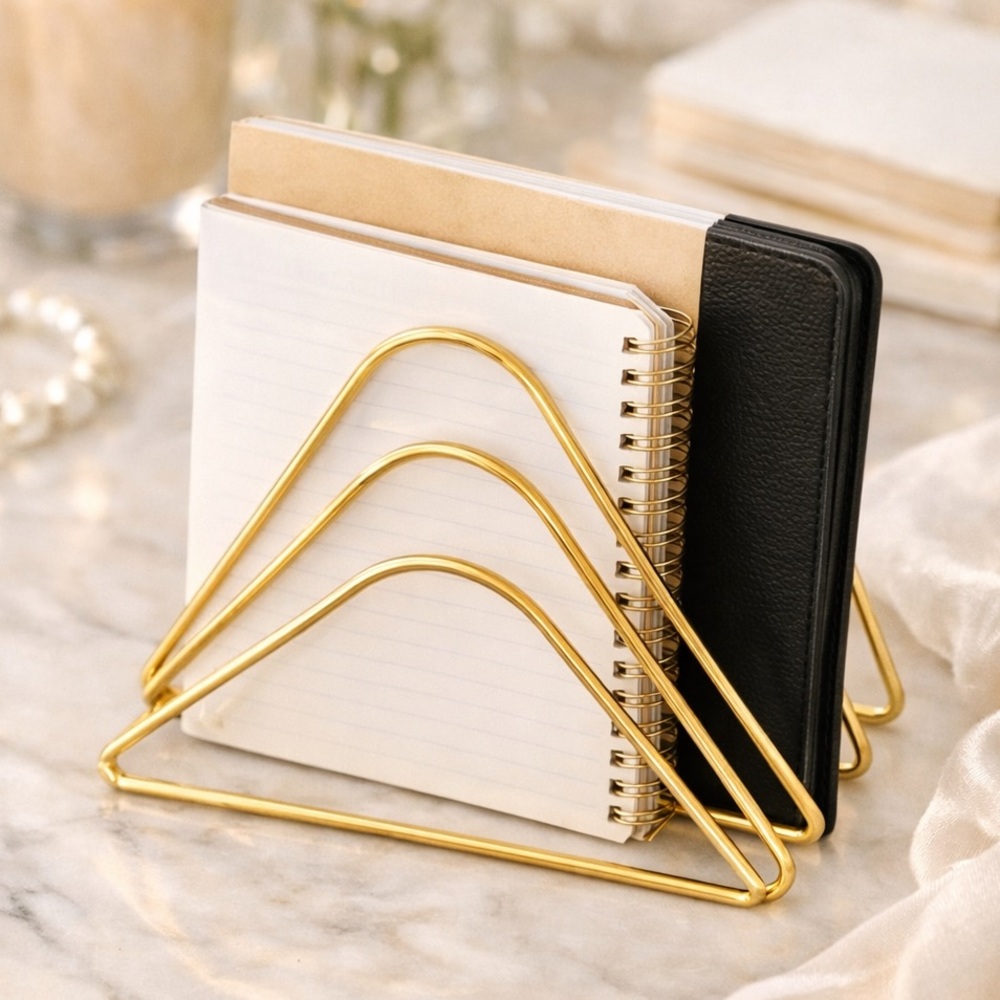Gold or Rose Gold Metal Letter Sorter Desk Organizer | Set of 2